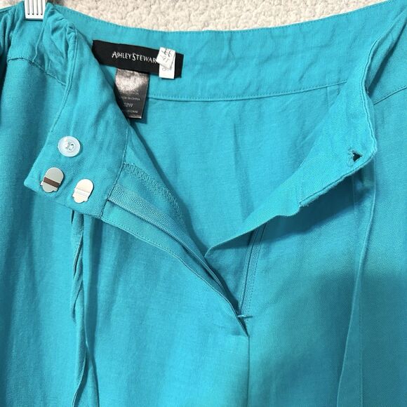 Ashley Stewart Linen Blend Boho Pants Pockets WideLeg  Sea Green Womens 22W - Picture 5 of 11